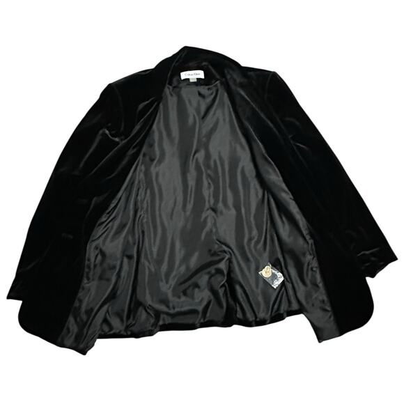 Calvin Klein Women’s Black Velvet Gold Buttons Jacket Blazer Plus Size 16W - Picture 2 of 13